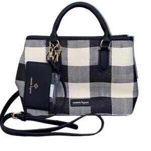 NWT Nanette Lepore bag satchel/crossbody w/card holder Corina woven white/black